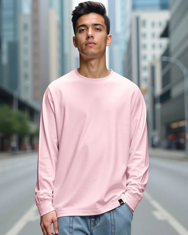 bewakoof Men's Pink Oversized T-shirt